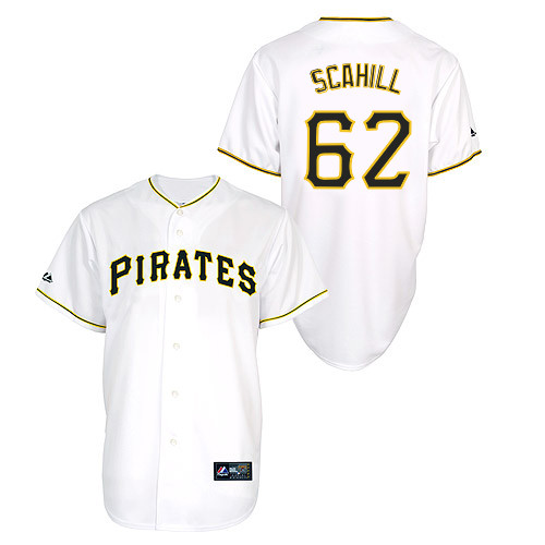 Rob Scahill #62 Youth Baseball Jersey-Pittsburgh Pirates Authentic Home White Cool Base MLB Jersey